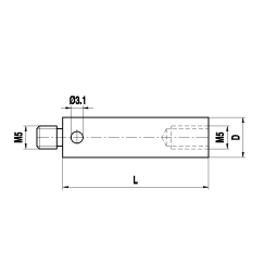 M5 алюминиевый удлинитель щупа, L 80 мм, D 20 мм, для систем ZEISS A-5555-0128