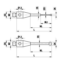 M2 рубиновый шарик Ø4 мм, стержень из карбида вольфрама, L 22 мм, ML 16 мм, для систем ZEISS A-5555-0313